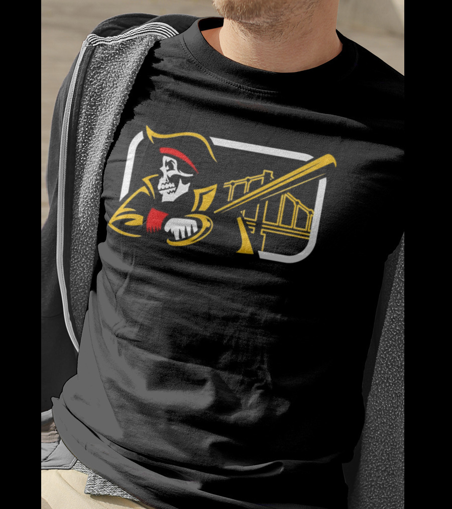 Pirates Of The Allegheny Skeleton With Bridge And Baseball Bat T-Shirt