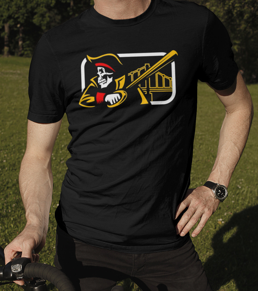 Pirates Of The Allegheny Skeleton With Bridge And Baseball Bat T-Shirt
