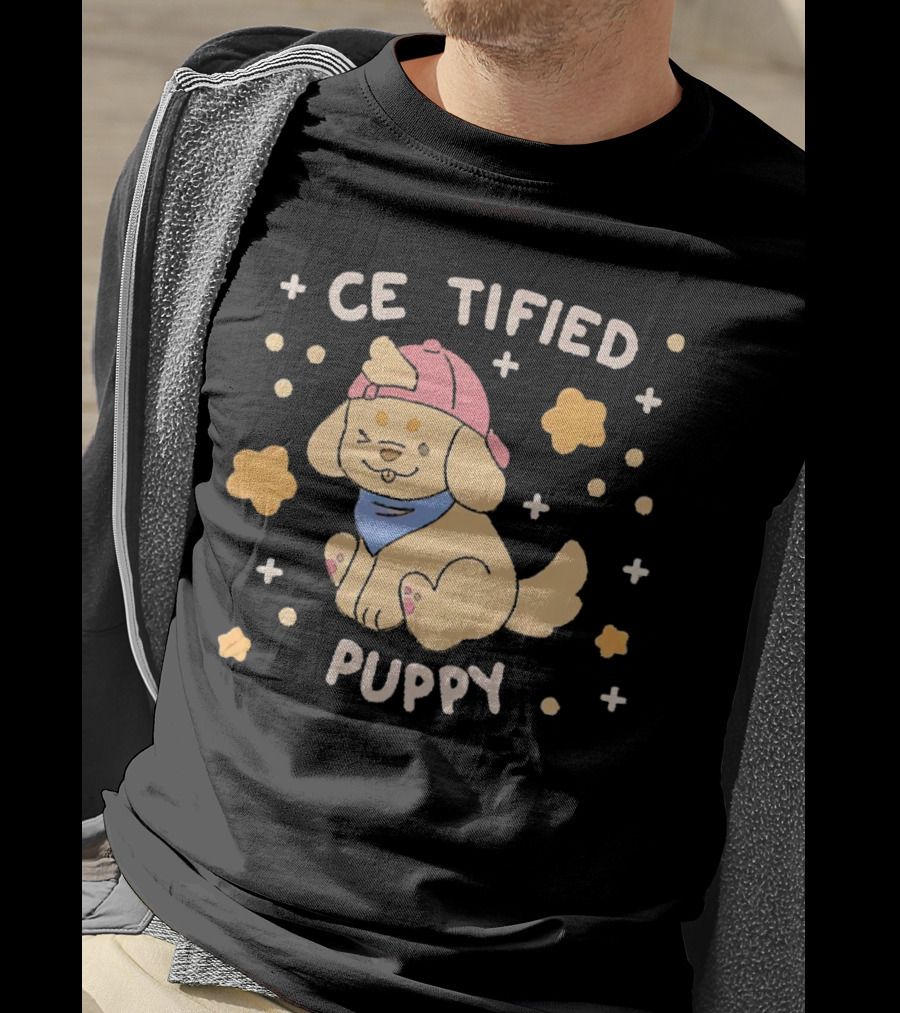 Certified Cute Puppy With Hat And Bandana T-Shirt