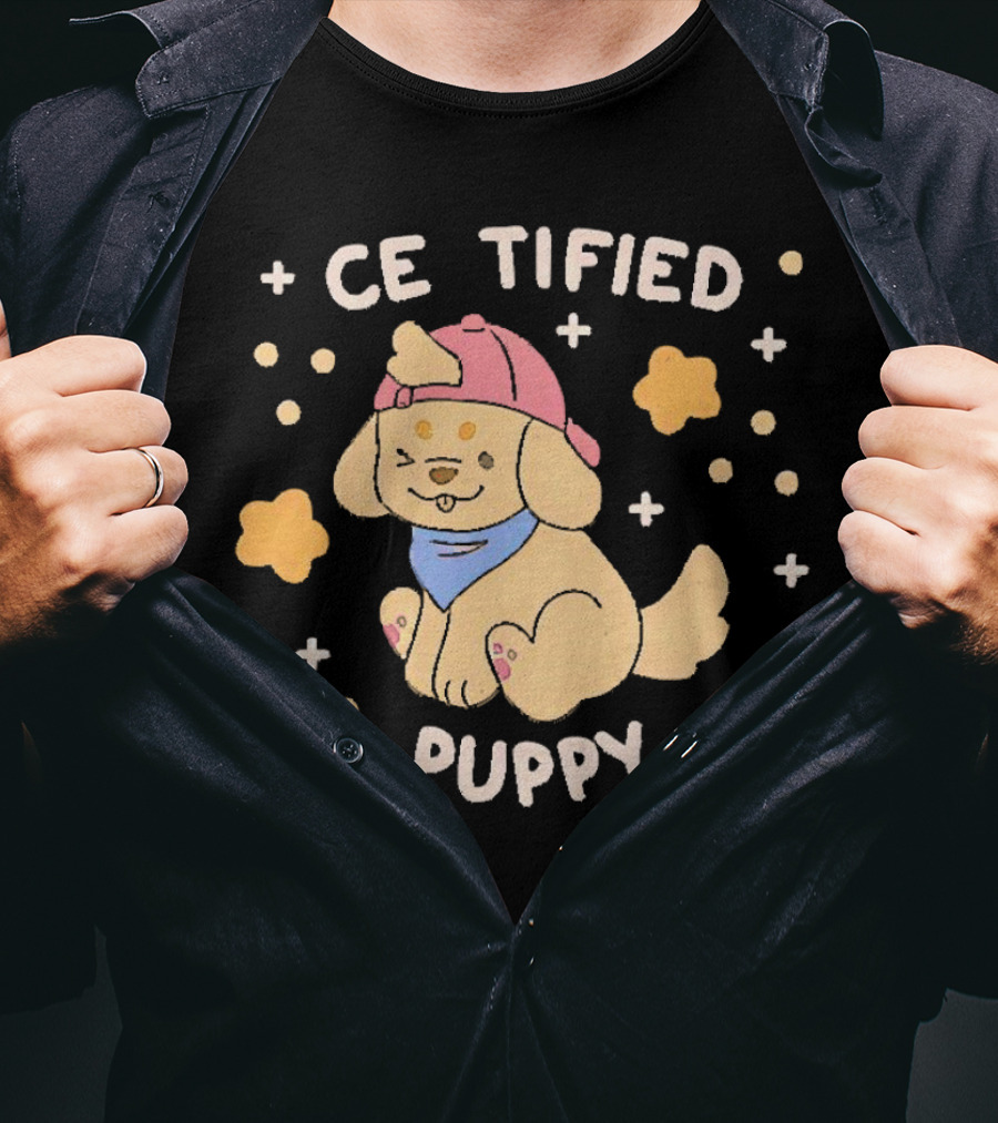 Certified Cute Puppy With Hat And Bandana T-Shirt