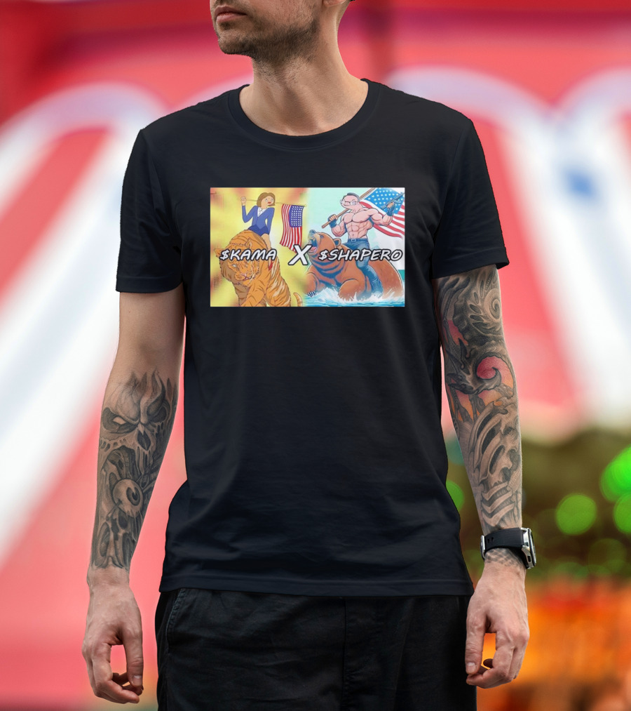 Kama x Shapero USA Cartoon Tiger Bear Flag Showdown T-Shirt
