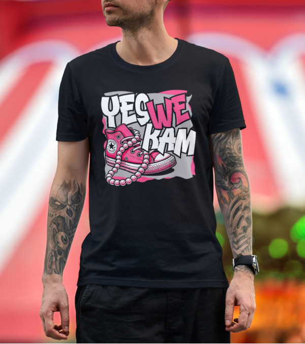 Premium T-Shirt: Yes We Kam Madam Shoes and Pearls Converse Sneakers T-Shirt Yes We Kam Madam Shoes and Pearls Converse Sneakers T-Shirt