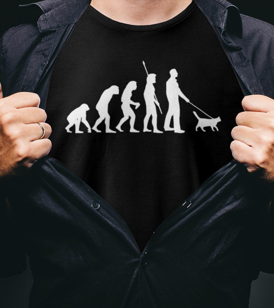 Cat Man Evolution Human Walking Cats T-Shirt