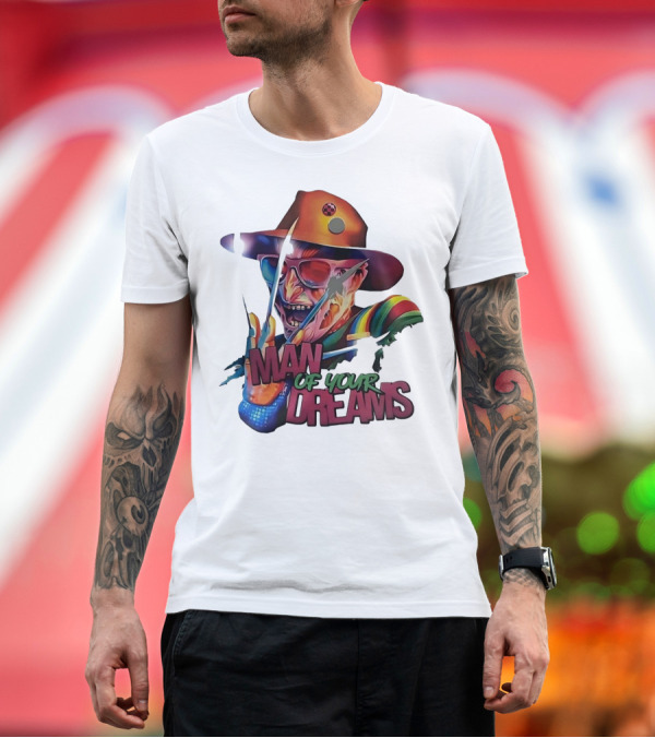 Premium T-Shirt: Freddy Krueger Rainbow Hat Sunglasses Claw Man of Your Dreams T-Shirt Freddy Krueger Rainbow Hat Sunglasses Claw Man of Your Dreams T-Shirt