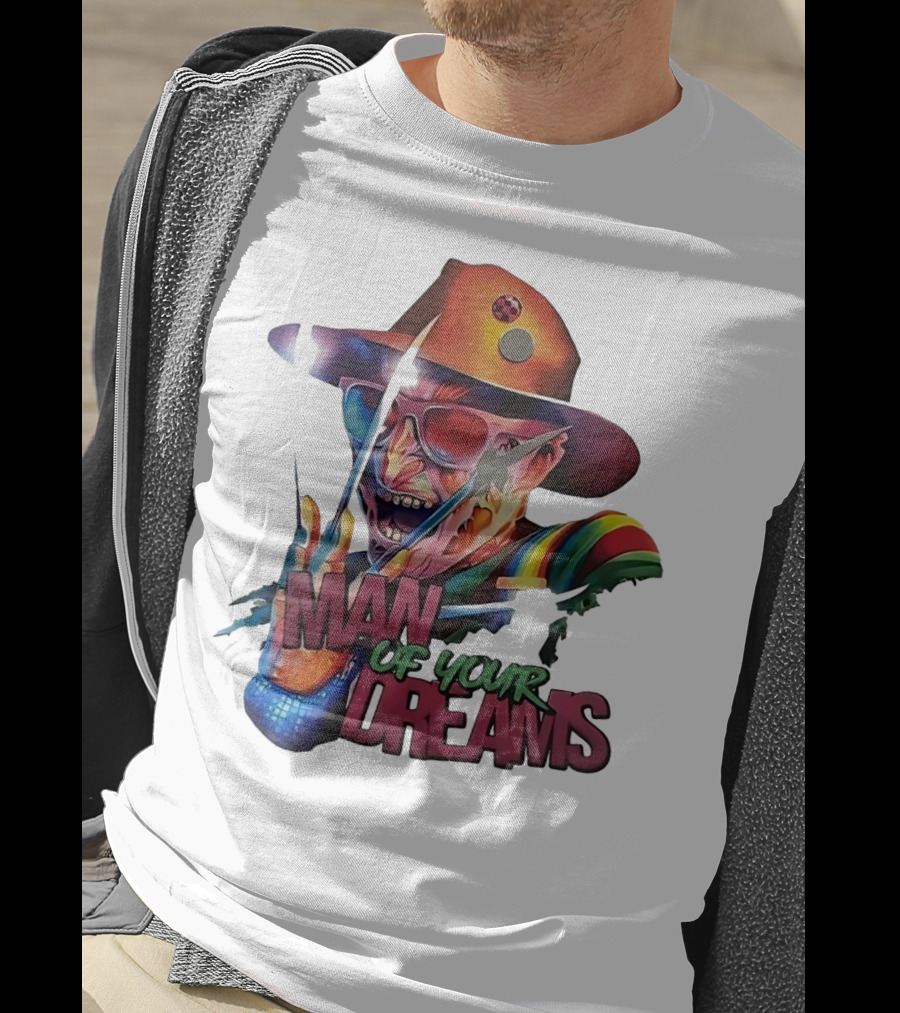 Freddy Krueger Rainbow Hat Sunglasses Claw Man Of Your Dreams T-Shirt