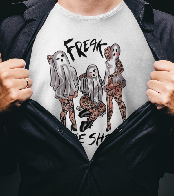 Ghosts Freak In The Sheets Tattooed Spooky T-Shirt