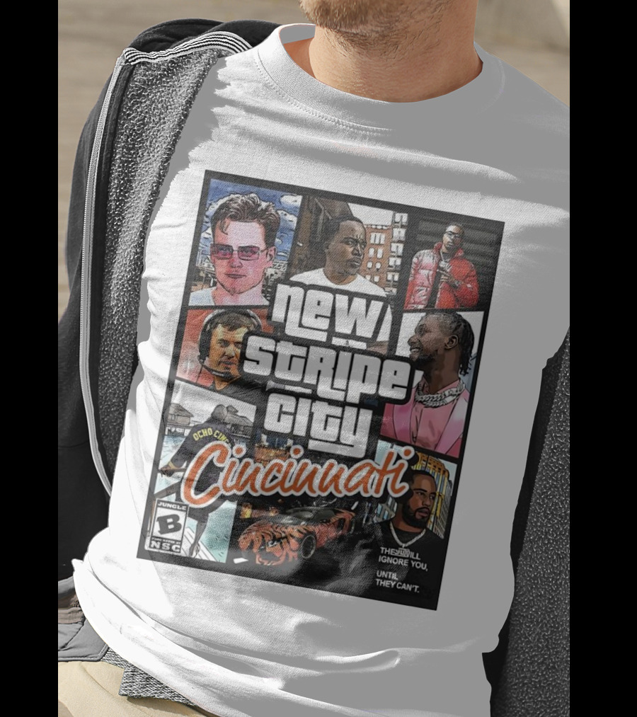 New Stripe City Cincinnati Icons Comic Style NFL T-Shirt