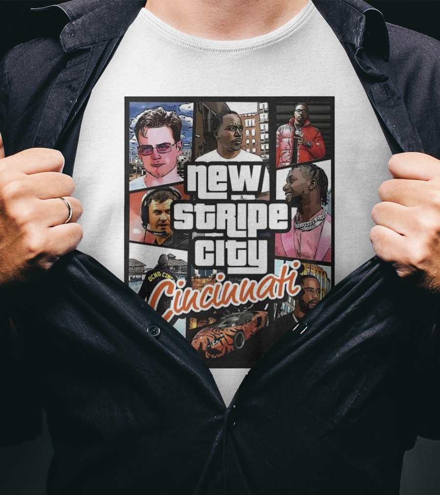New Stripe City Cincinnati Icons Comic Style NFL T-Shirt