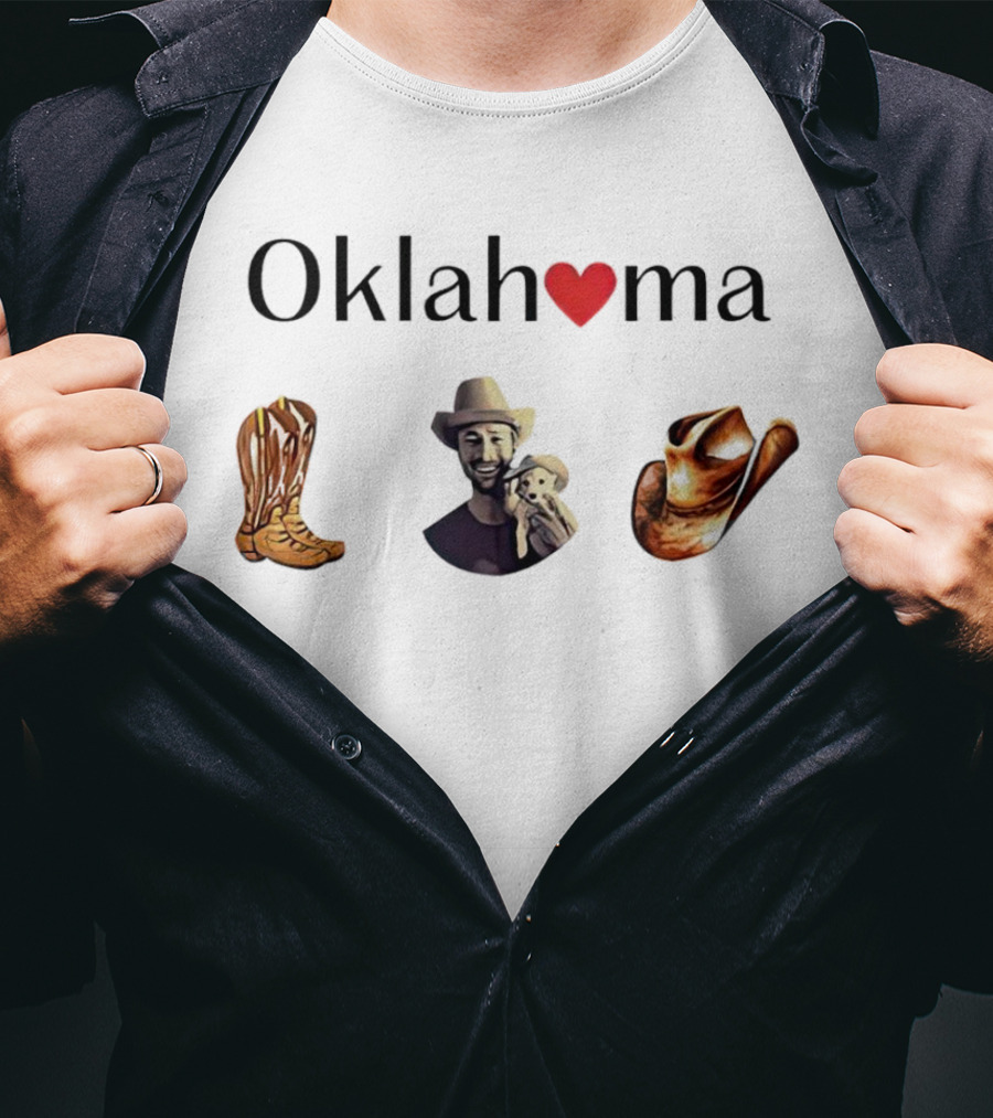 Oklahoma Heart Cowboy Boots Hat T-Shirt