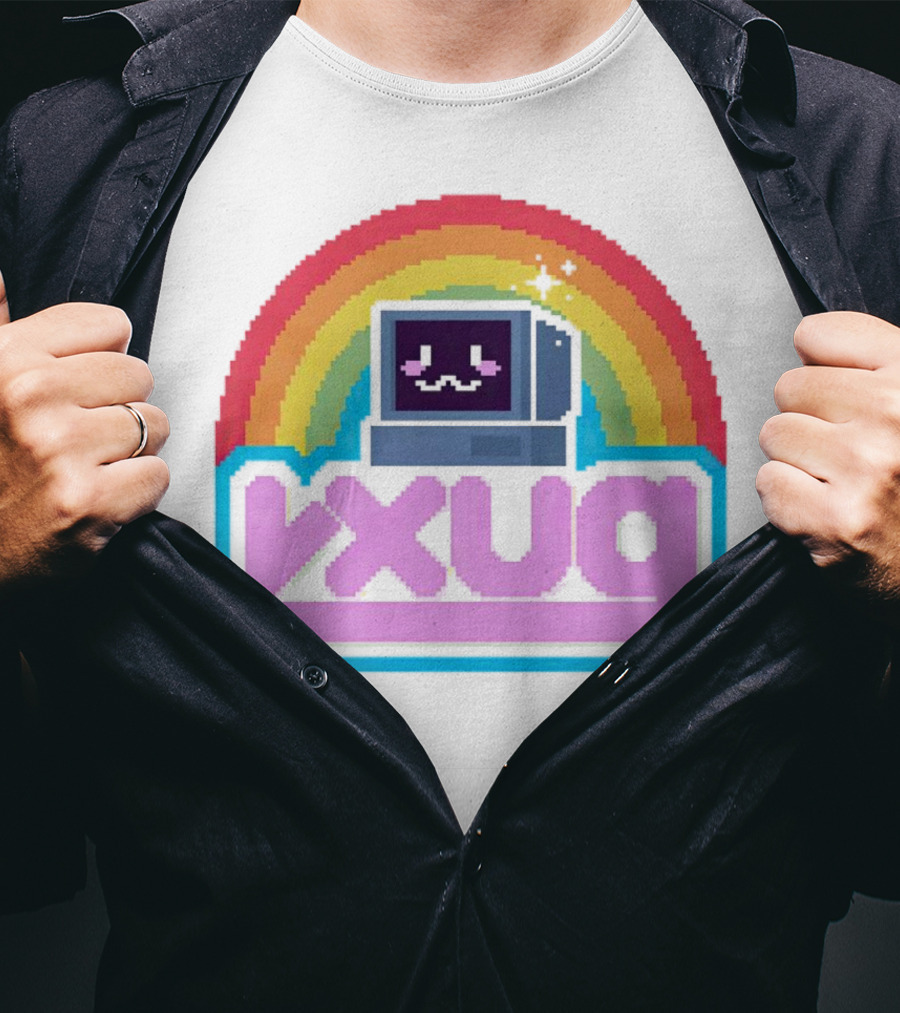 Rainbow Vxug Pixel Art Retro Computer T-Shirt