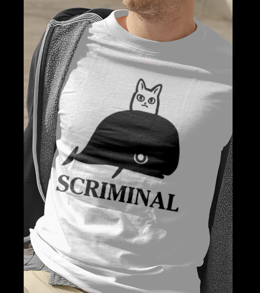 Scriminal Cat On Whale T-Shirt