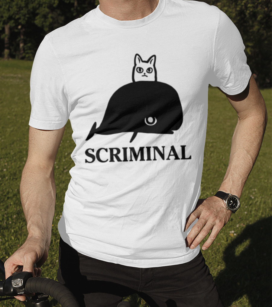 Scriminal Cat On Whale T-Shirt