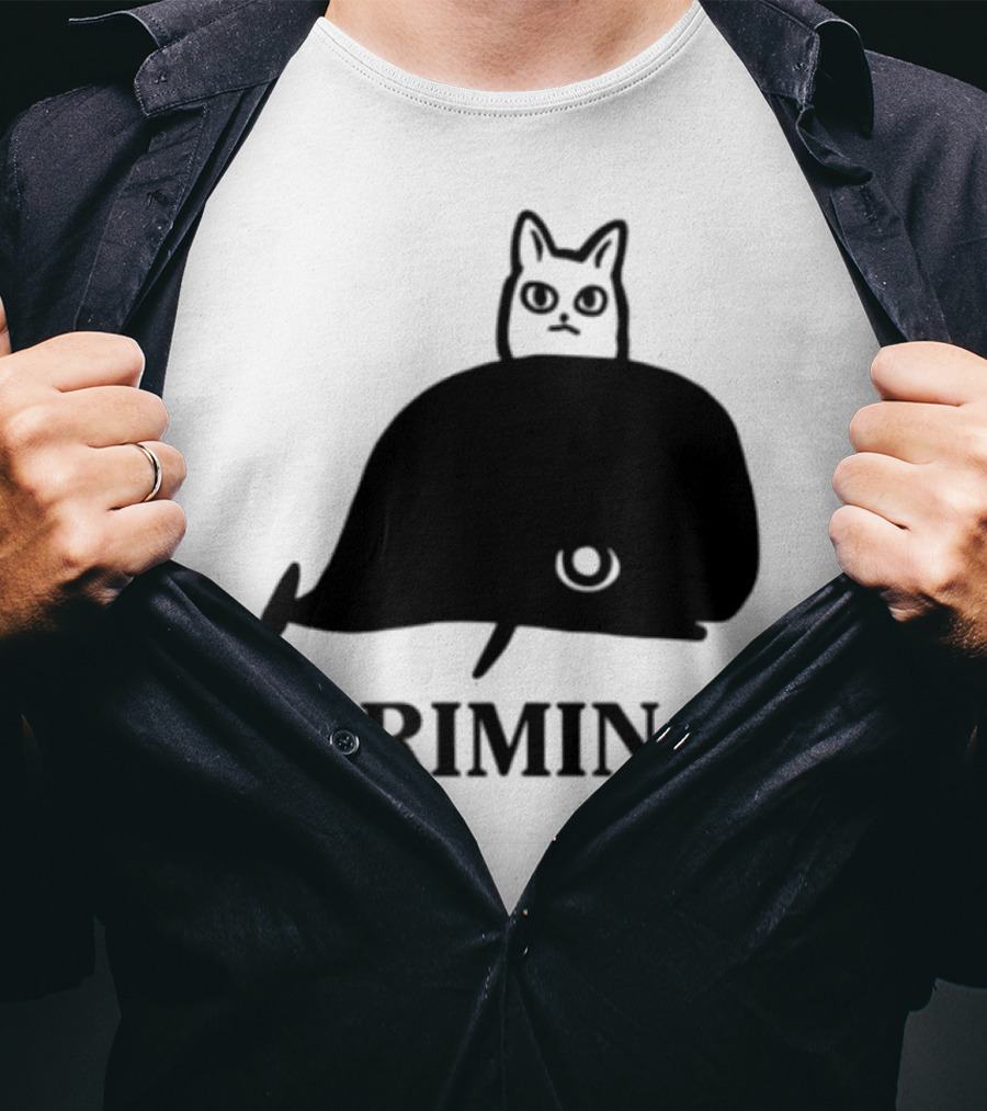 Scriminal Cat On Whale T-Shirt