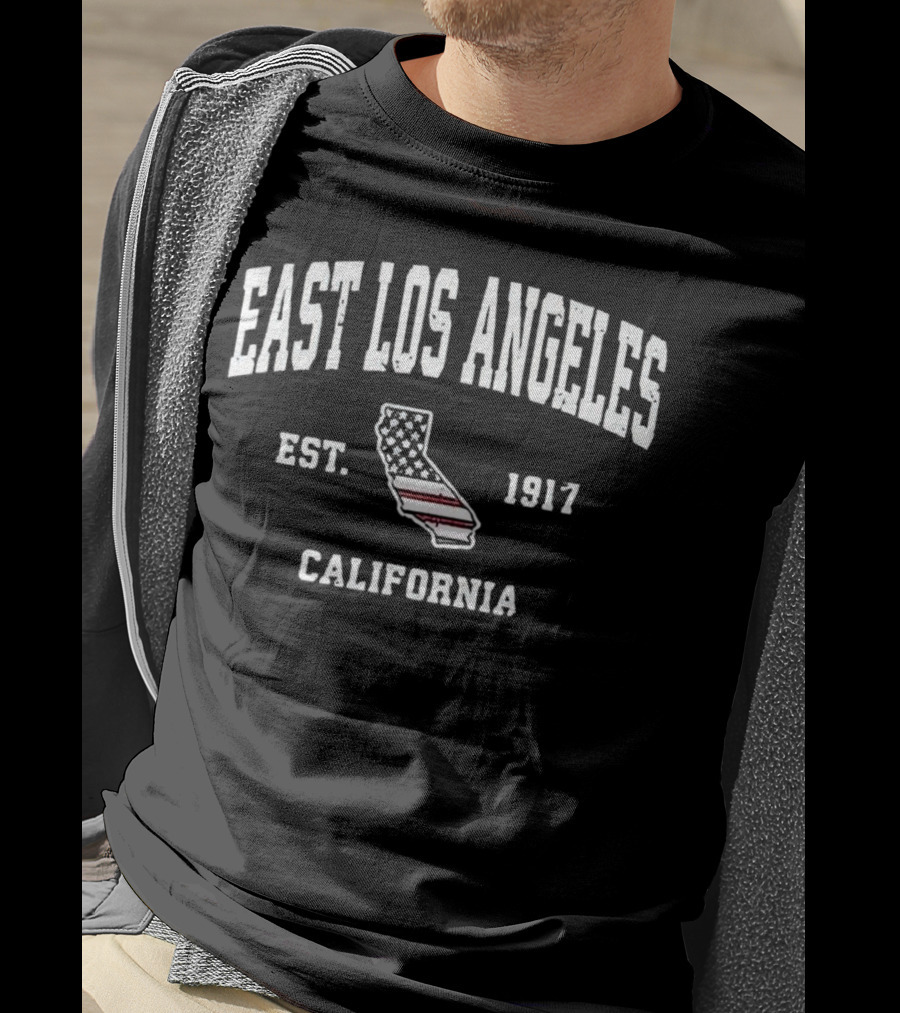 East Los Angeles California Est 1917 United States Flag Map T-Shirt