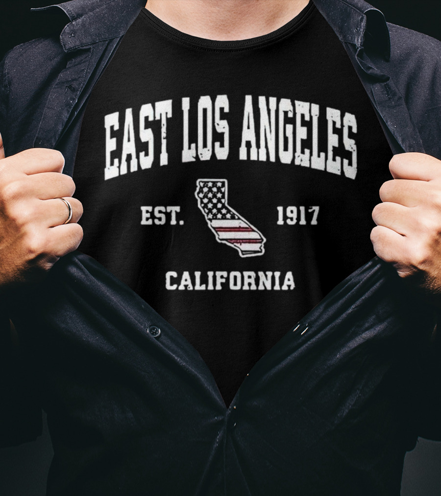 East Los Angeles California Est 1917 United States Flag Map T-Shirt