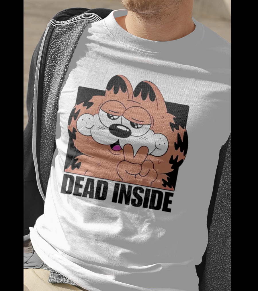 Garfield Dead Inside Peace Sign Iconic Meme T-Shirt
