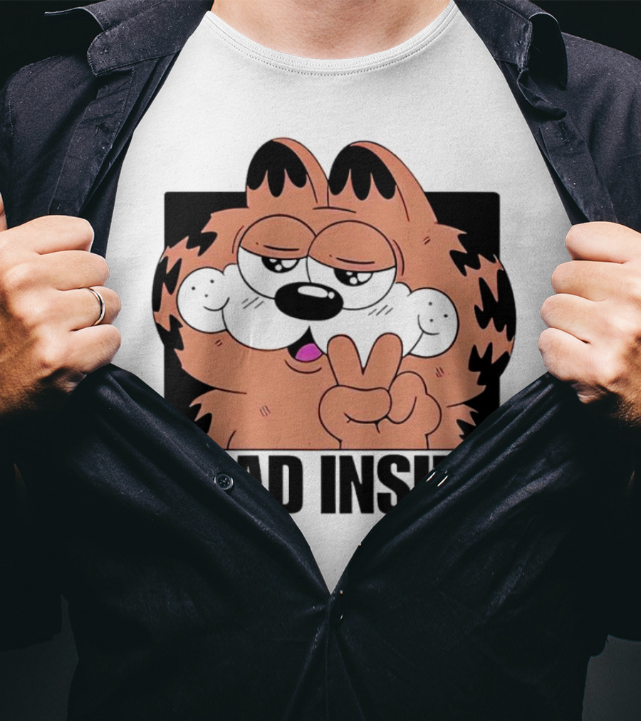 Garfield Dead Inside Peace Sign Iconic Meme T-Shirt