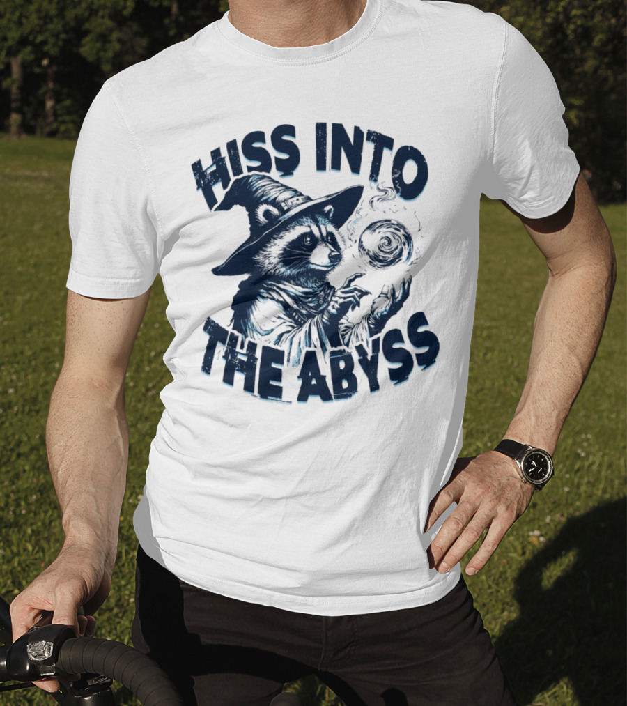 Hiss Into The Abyss Raccoon Witch With Magic Orb T-Shirt