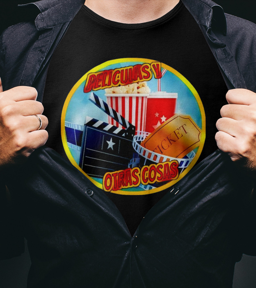 Peliculas Y Otras Cosas Con Claqueta, Palomitas, Ticket, Refresco Y Cine T-Shirt