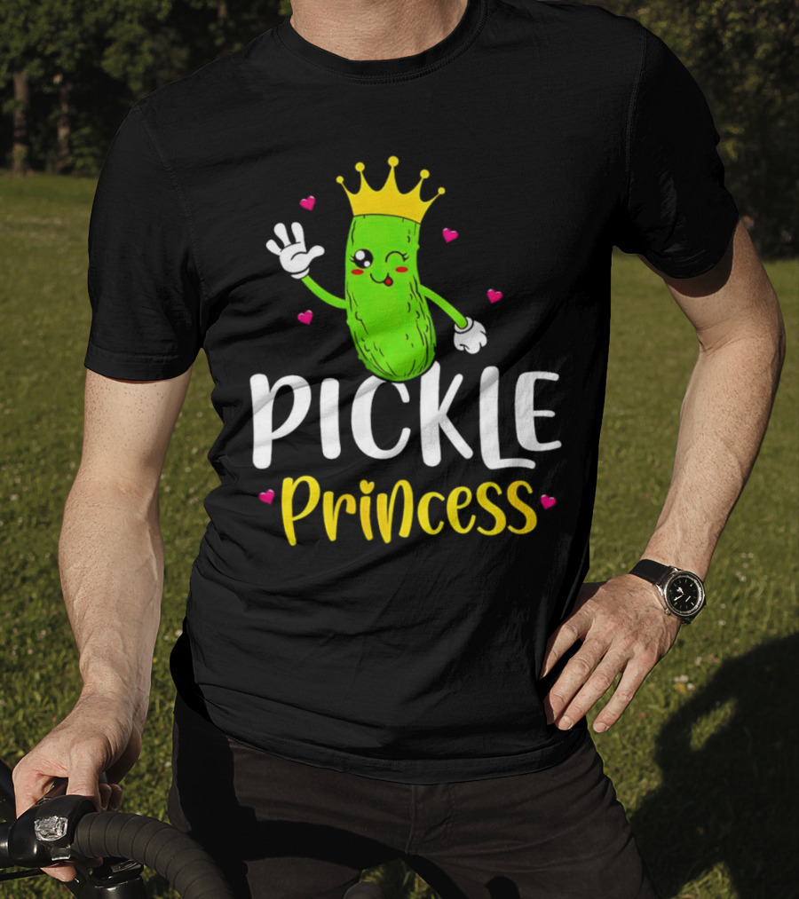 Pickle Princess Cute Crowned Character With Hearts T-Shirt