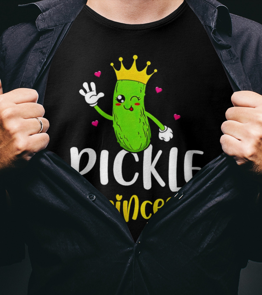 Pickle Princess Cute Crowned Character With Hearts T-Shirt