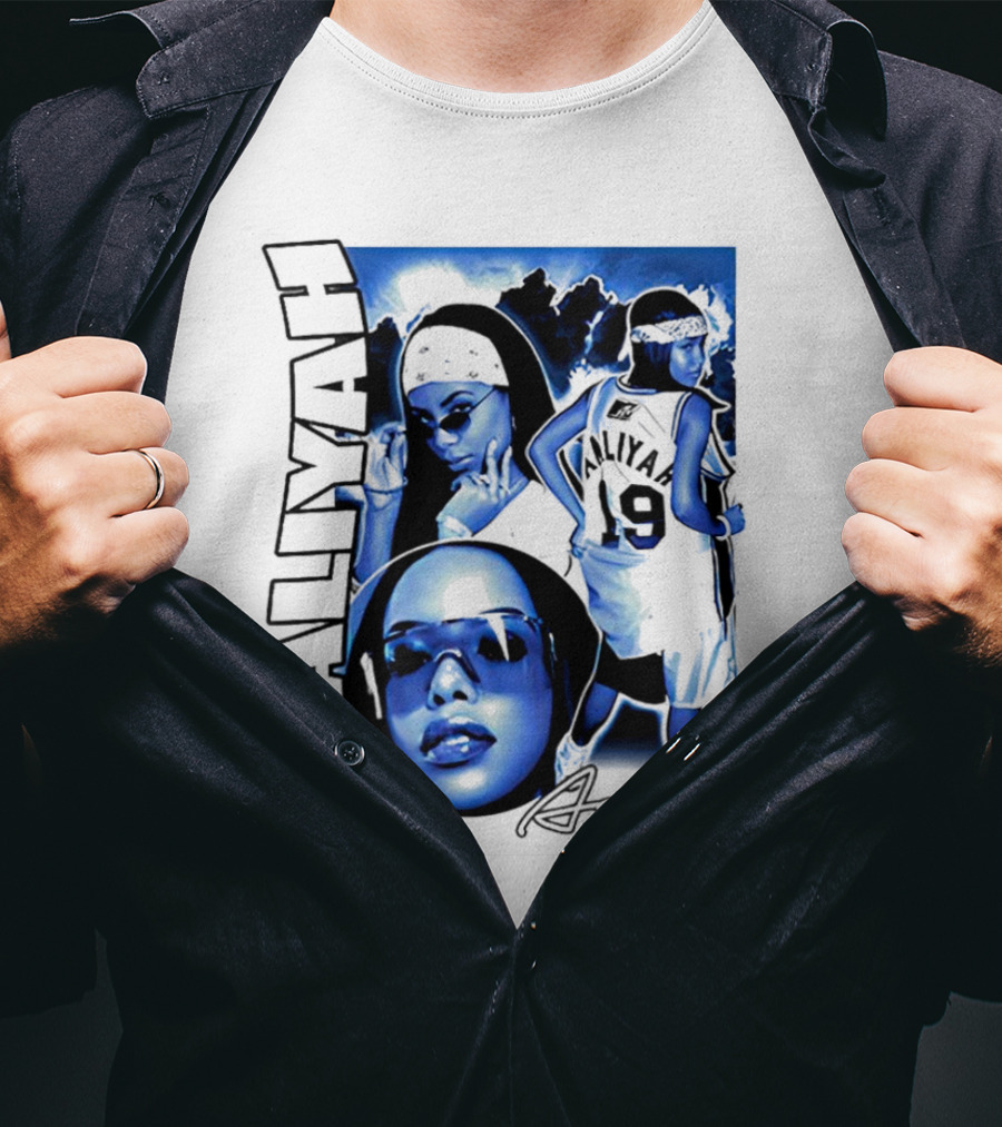 Aaliyah Vintage Rap Aaliyah 90s Style University Blue Jordan T-Shirt