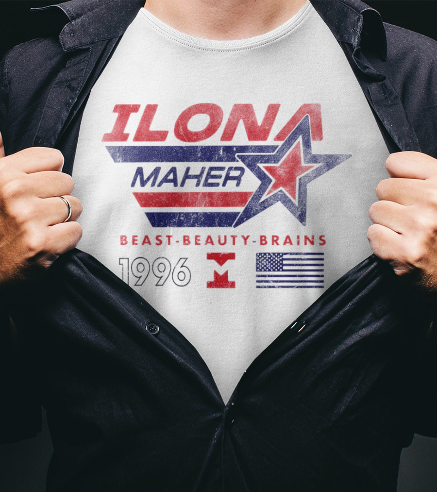 Ilona Maher Beast Beauty Brains 1996 Star Flag Emblem T-Shirt