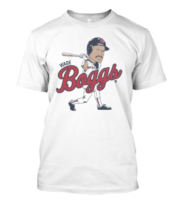 Wade Boggs Caricature Baseball Player With Bat And Signature T-Shirt