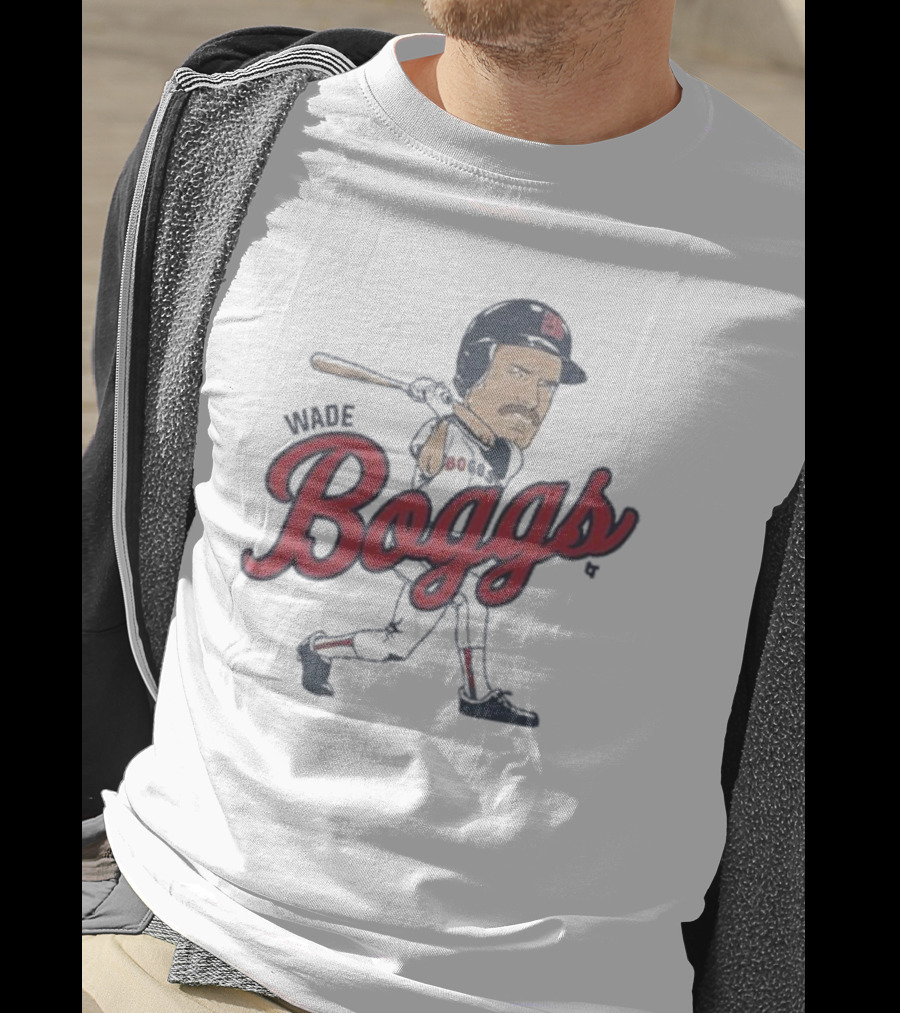 Wade Boggs Caricature Baseball Player With Bat And Signature T-Shirt