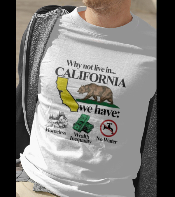 Why Not Live In California We Have Homeless Bear Wealth Inequality No Water T-Shirt
