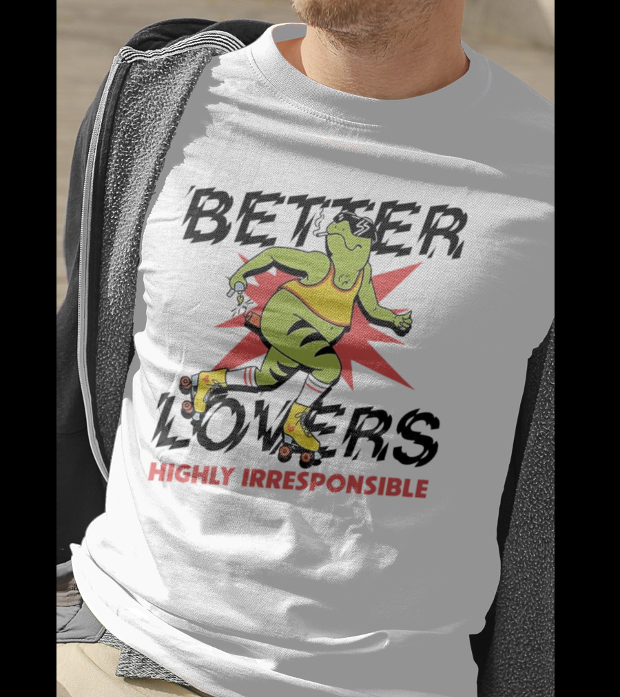 Better Lovers Highly Irresponsible Roller Skating Dinosaur On Yellow Wheels T-Shirt