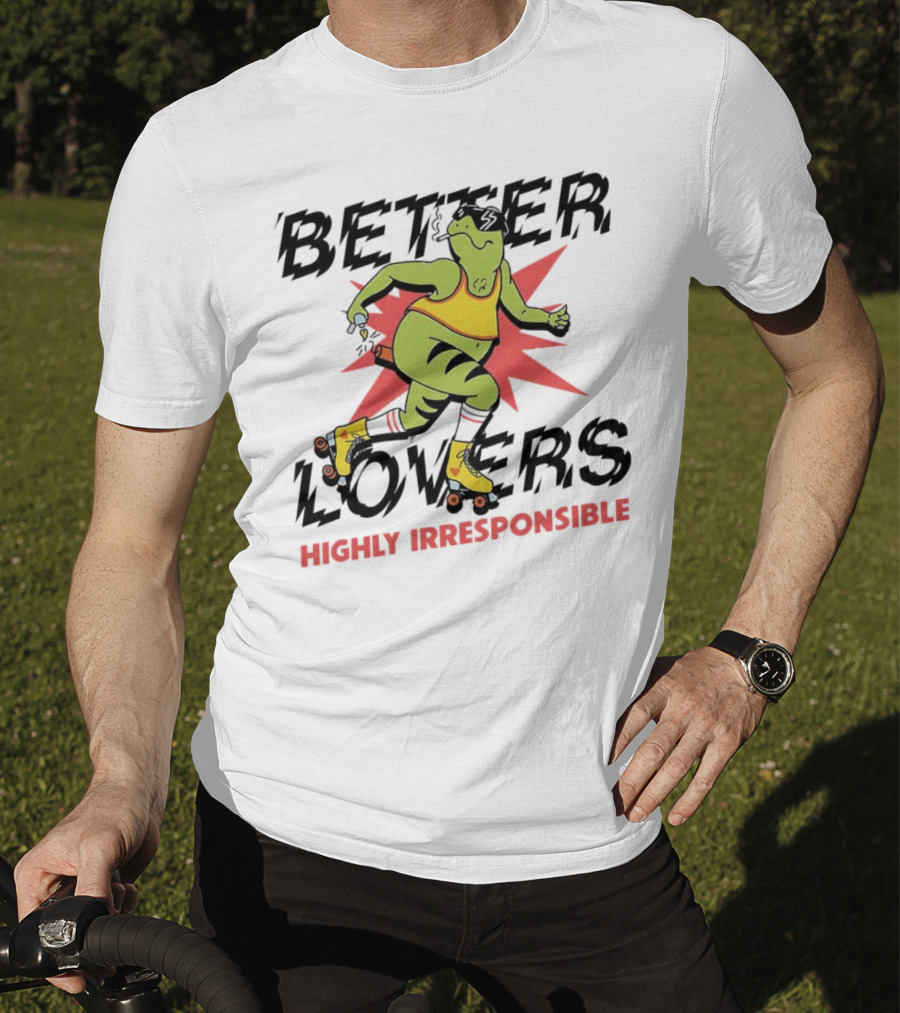 Better Lovers Highly Irresponsible Roller Skating Dinosaur On Yellow Wheels T-Shirt