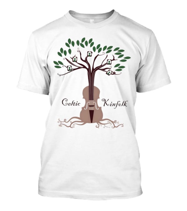 Celtic Kinfolk Tree With Guitar And Violin Motif T-Shirt