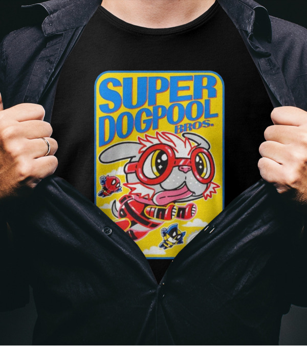 Super Dogpool Bros Deadpool Dogpool Nintendo Super Mario Bros 3 Game T-Shirt