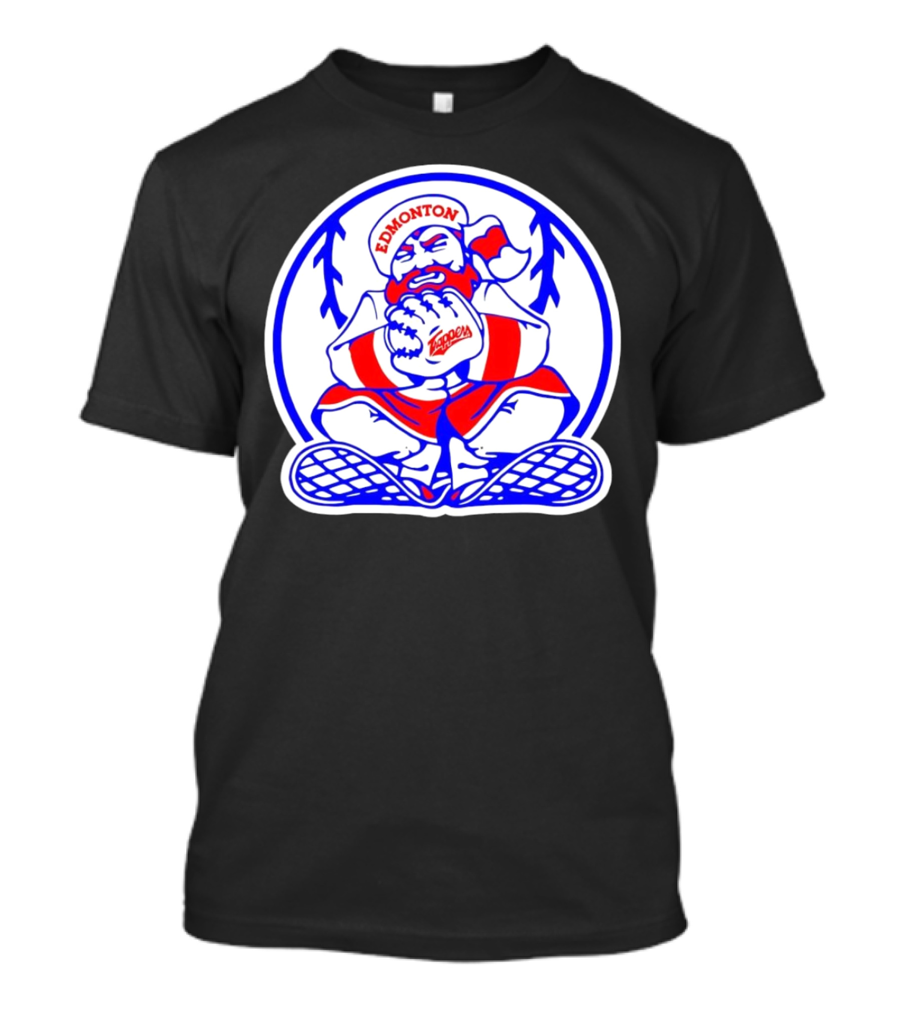 Edmonton Trappers Santa Logo Baseball Winter T-Shirt