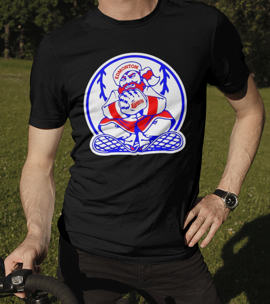 Edmonton Trappers Santa Logo Baseball Winter T-Shirt