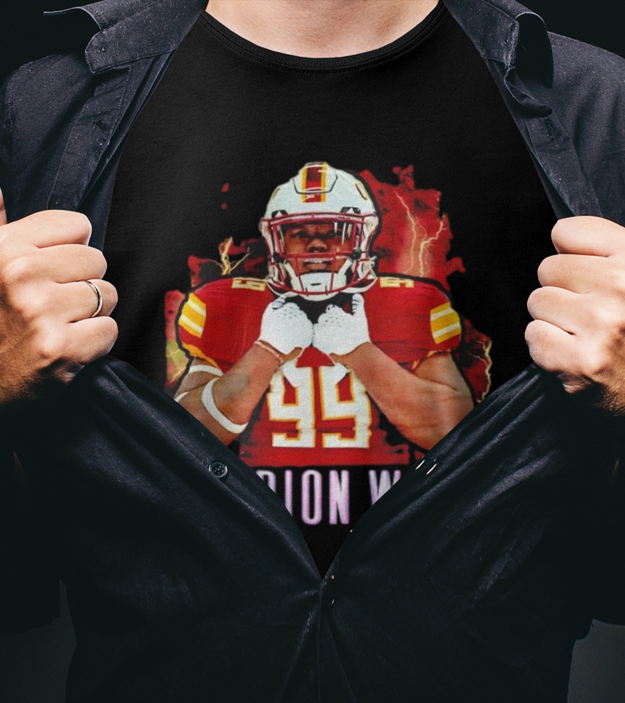 Amarion Ware ULM Warhawks 99 Football Player Lightning Background T-Shirt