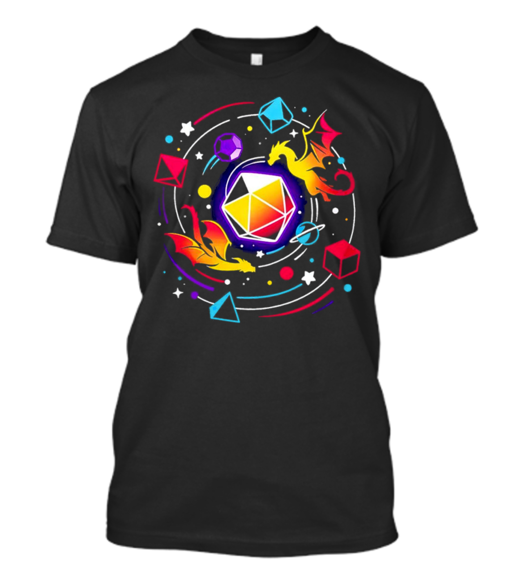 Dragon Dice Solar System Fantasy Colors T-Shirt
