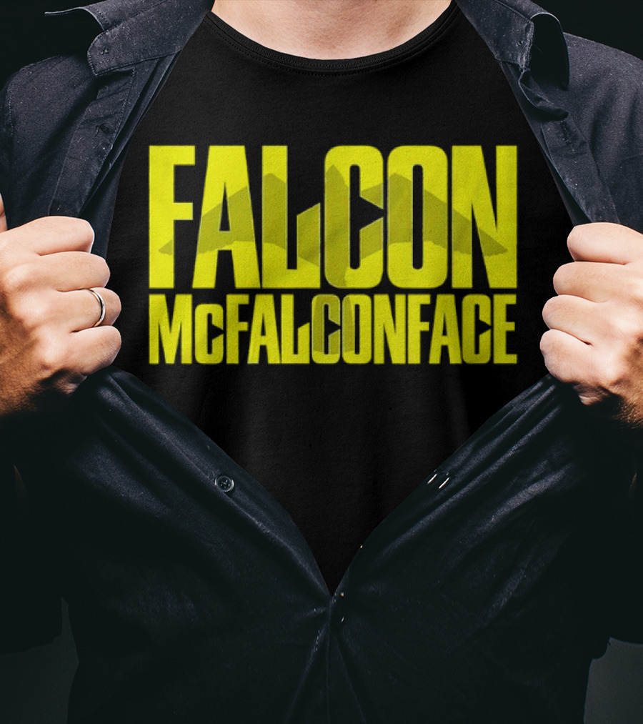 Falcon McFalconface Bold Yellow Text With Falcon T-Shirt