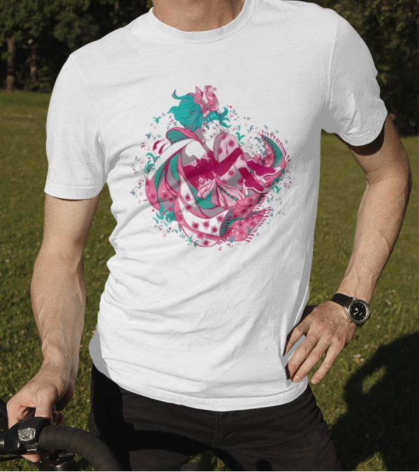 The Floating Garden Lovers In Bloom With Vibrant Floral Embrace T-Shirt