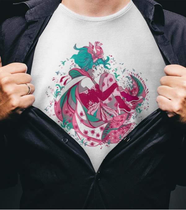 The Floating Garden Lovers In Bloom With Vibrant Floral Embrace T-Shirt