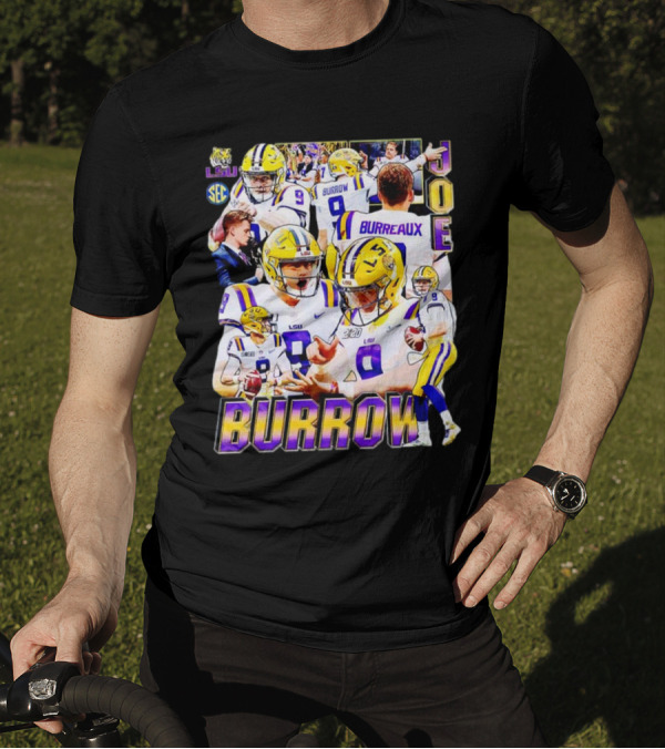 LSU Tigers Joe Burrow 9 SEC Football Burreaux Quarterback T-Shirt