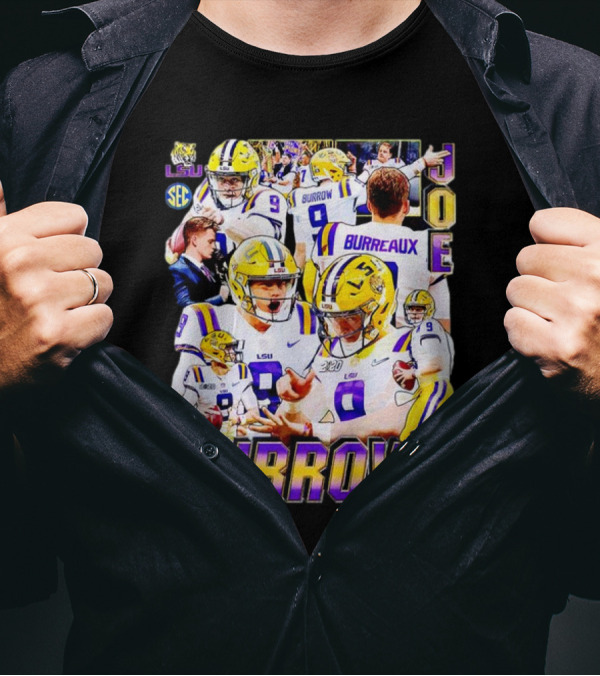 LSU Tigers Joe Burrow 9 SEC Football Burreaux Quarterback T-Shirt