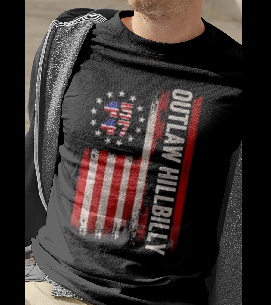 Outlaw Hillbilly American Flag 1776 Stars Stripes T-Shirt