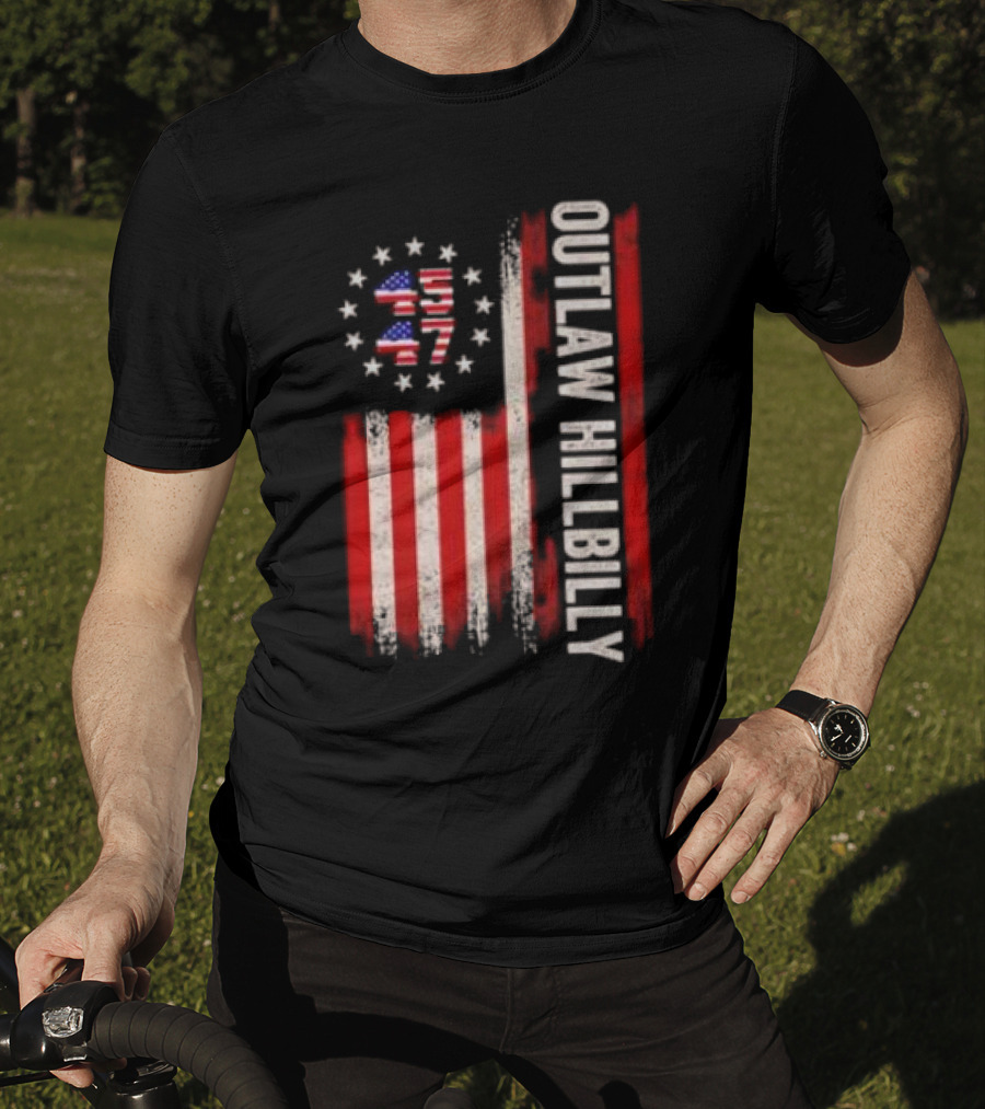 Outlaw Hillbilly American Flag 1776 Stars Stripes T-Shirt