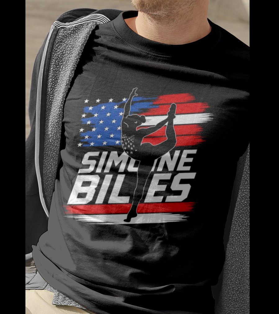 Simone Biles USA American Flag Gymnastics Team T-Shirt