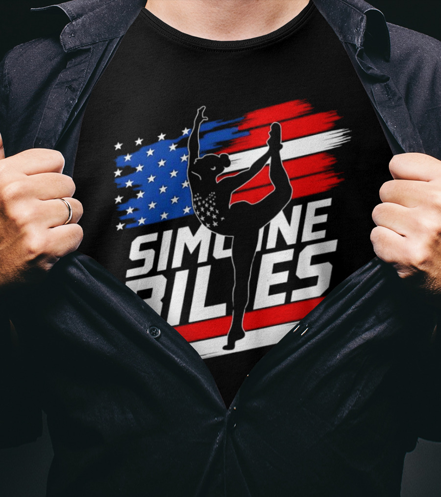 Simone Biles USA American Flag Gymnastics Team T-Shirt