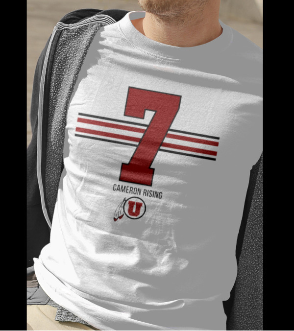 Cameron Rising Utah Utes Number 7 Stripe T-Shirt