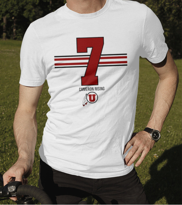 Cameron Rising Utah Utes Number 7 Stripe T-Shirt