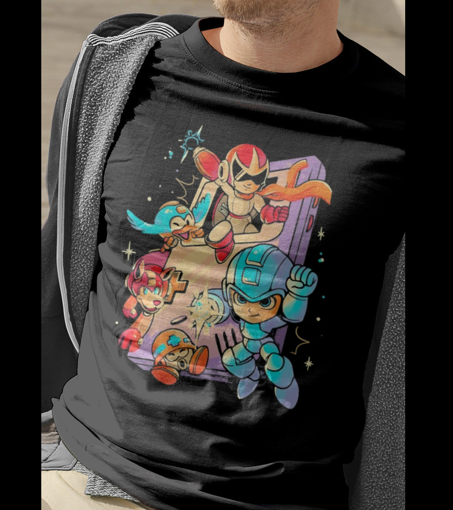 Mega Man And Friends Adventure With Console Elements T-Shirt
